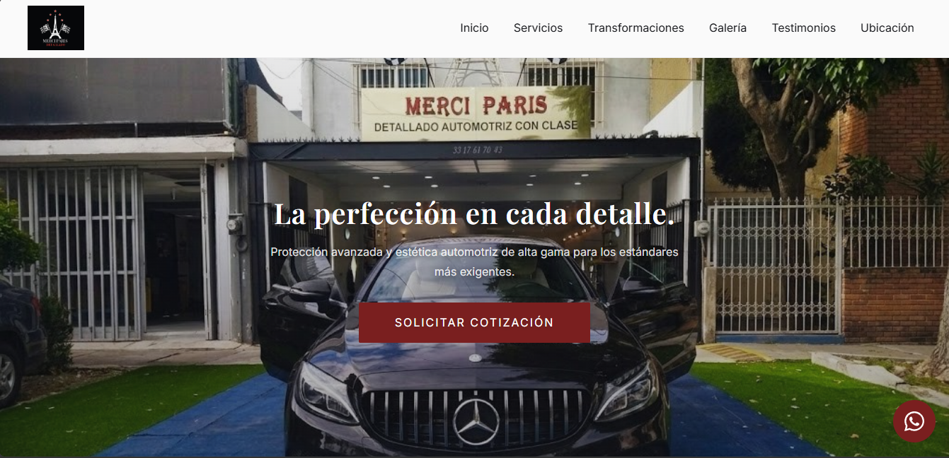 Landing Page Merci París Detallado Automotriz